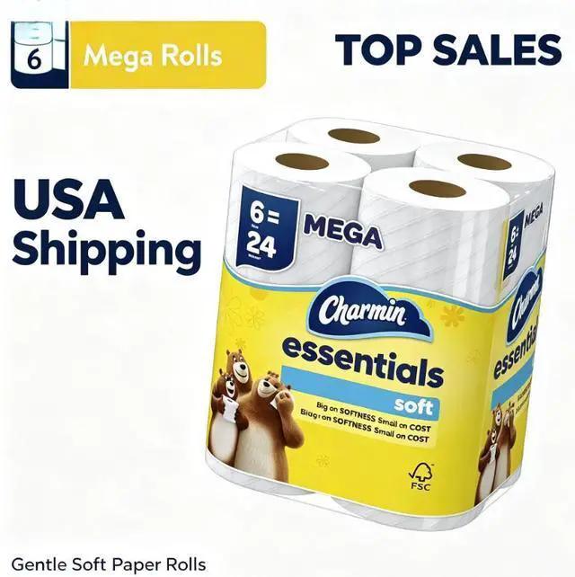 Main image of Charmin Essentials Soft Toilet Paper 6 Mega Rolls, 330 Sheets Per Roll