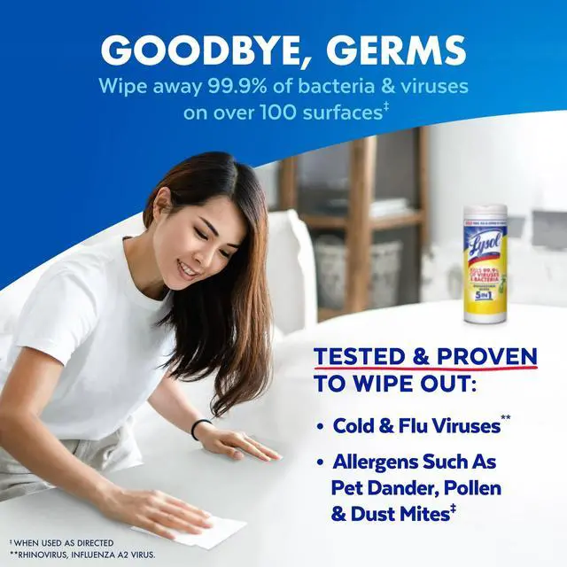 Alt view image 2 of 6 - Lysol Disinfecting Wipes, All Purpose Cleaner, Multi Surface Antibacterial Cleaning Wipes, Cleaning Supplies, Lemon + Mango & Hibiscus + Crisp Linen Scent, 35 Count Each (Pack of 3)