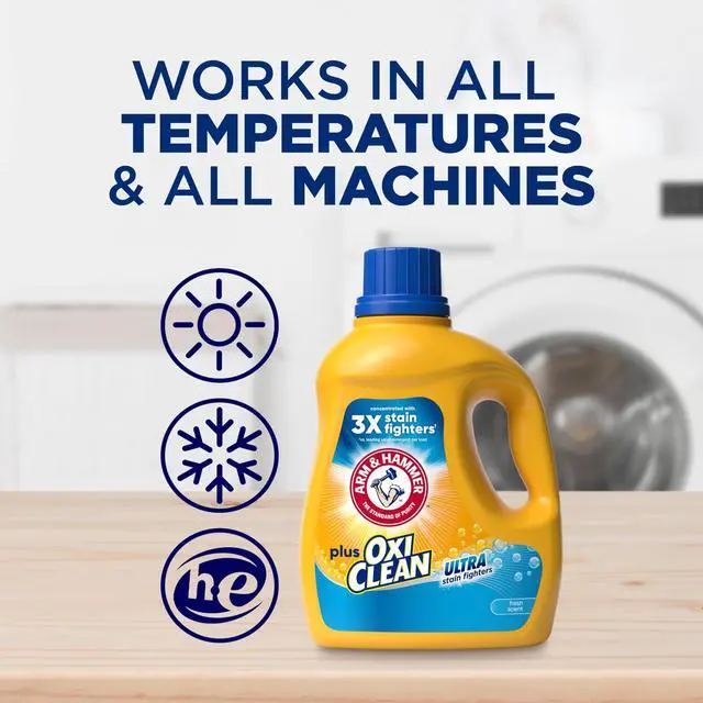 Alt view image 3 of 6 - ARM & HAMMER Plus OxiClean Ultra Stain Fighters Liquid Laundry Detergent, Fresh Scent, 32.5 Fl Oz