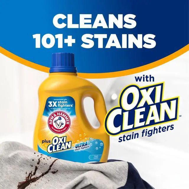 Alt view image 6 of 6 - ARM & HAMMER Plus OxiClean Ultra Stain Fighters Liquid Laundry Detergent, Fresh Scent, 32.5 Fl Oz