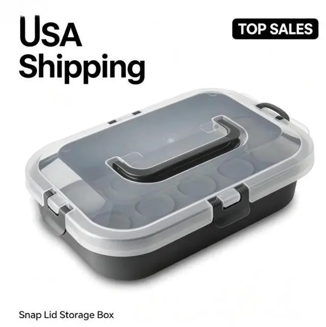 Main image of Mainstays Rectangular Cupcake & Cake Carrier with Lid, Handle, Clasps & Removeable Flippible Cupcake Tray, Grey Plastic