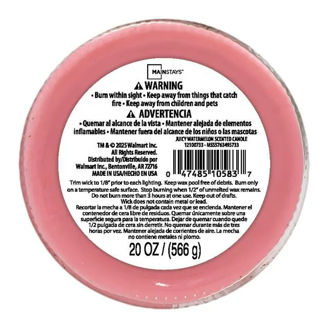 Alt view image 4 of 6 - Mainstays Juicy Watermelon Scented Single Wick Jar Candle, 20 oz