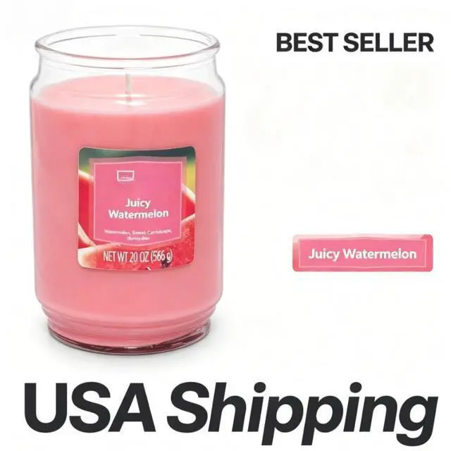 Main image of Mainstays Juicy Watermelon Scented Single Wick Jar Candle, 20 oz