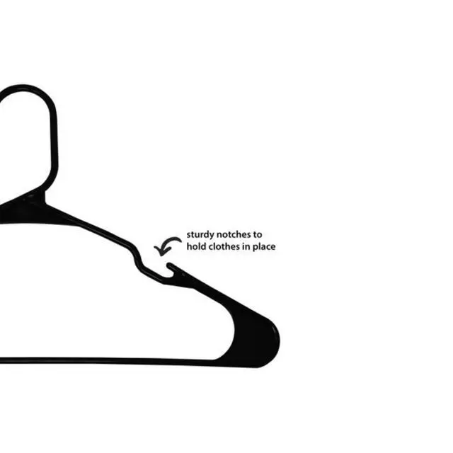 Alt view image 6 of 6 - Mainstays Black Plastic Clothes Hangers, 50-Count, Lightweight and Durable