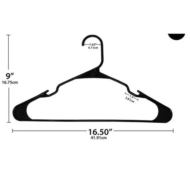 Alt view image 5 of 6 - Mainstays Black Plastic Clothes Hangers, 50-Count, Lightweight and Durable