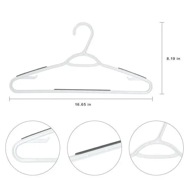 Alt view image 2 of 6 - (2 pack) Mainstays Non-Slip Plastic Shirt Hanger, 10 Pack, White