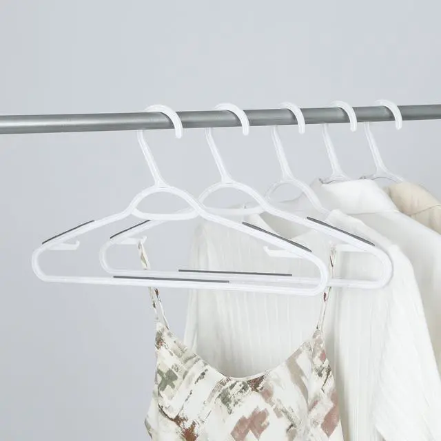 Alt view image 5 of 6 - (2 pack) Mainstays Non-Slip Plastic Shirt Hanger, 10 Pack, White