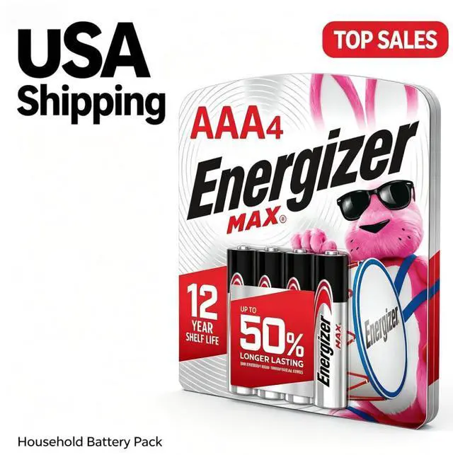 Main image of Energizer MAX AAA Batteries (4 Pack), Triple A Alkaline Batteries
