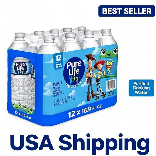Main image of Pure Life Purified Bottled Water, 12 Pack - Still Drinking Water Enhanced with Minerals for a Crisp Taste - 16.9 Fl Oz - Toy Story 5 Packaging Graphics