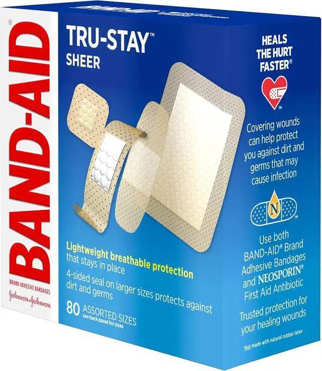 Alt view image 4 of 6 - BAND-AID Brand Tru-Stay Sheer Adhesive Bandages, Assorted Sizes, 80 Count | Dependable Lightweight Protection, Sterile Wound Care for Minor Cuts & Scrapes, First Aid Kit Essential, Flexible Comfort