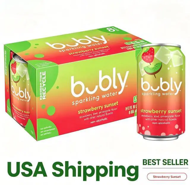 Main image of bubly Sparkling Water, Strawberry Sunset, 12 Fl Oz Cans (8 Pack)