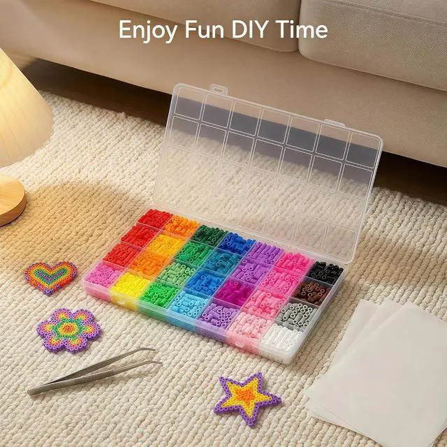 Alt view image 3 of 6 - 28 Colors 5mm Fuse Beads Kit,2200PCS Melty Beads DIY Craft Supplies for Art Creation and Handmade Projects