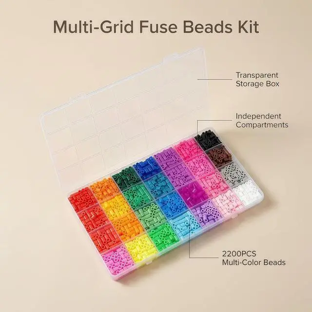 Alt view image 5 of 6 - 28 Colors 5mm Fuse Beads Kit,2200PCS Melty Beads DIY Craft Supplies for Art Creation and Handmade Projects