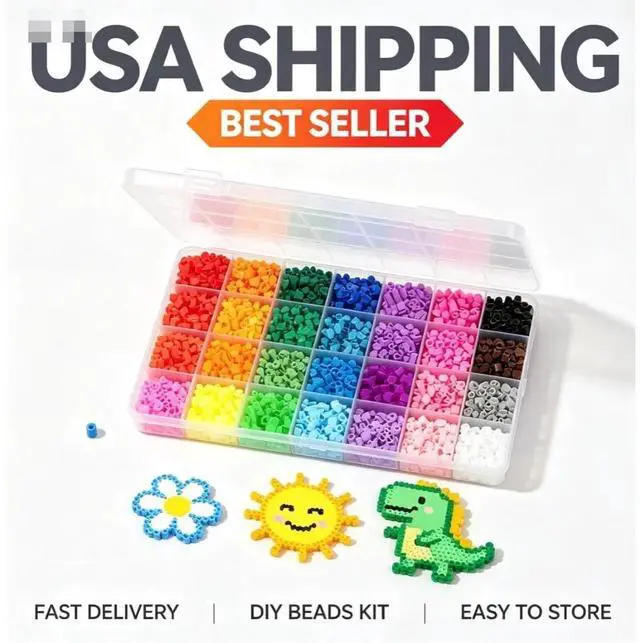 Main image of 28 Colors 5mm Fuse Beads Kit,2200PCS Melty Beads DIY Craft Supplies for Art Creation and Handmade Projects