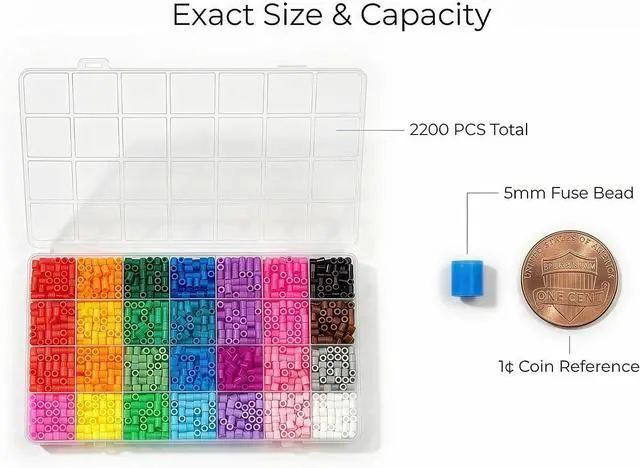 Alt view image 4 of 6 - 28 Colors 5mm Fuse Beads Kit,2200PCS Melty Beads DIY Craft Supplies for Art Creation and Handmade Projects