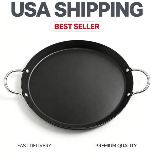 Main image of IMUSA 9in Carbon Steel Nonstick Round Comal with Metal Handles, Black