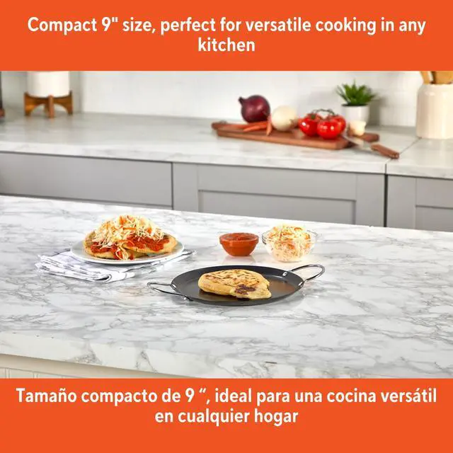 Alt view image 6 of 6 - IMUSA 9in Carbon Steel Nonstick Round Comal with Metal Handles, Black