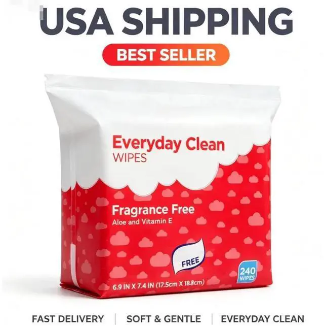 Main image of Equate Baby Everyday Clean Wipes with Aloe Vera and Vitamin E, 240 Wipes