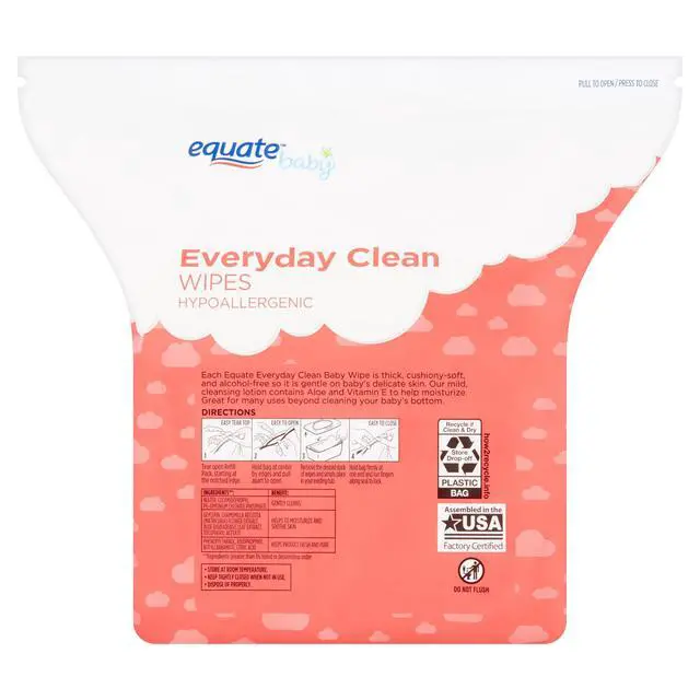 Alt view image 4 of 4 - Equate Baby Everyday Clean Wipes with Aloe Vera and Vitamin E, 240 Wipes