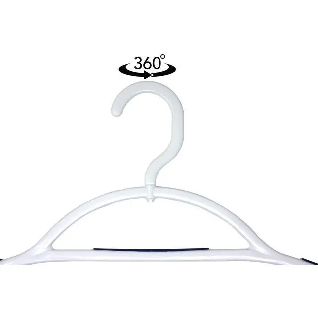 Alt view image 3 of 6 - Mainstays Non-Slip Plastic Swivel Neck Clothing Hangers, 5 Count, White & Blue, Adult