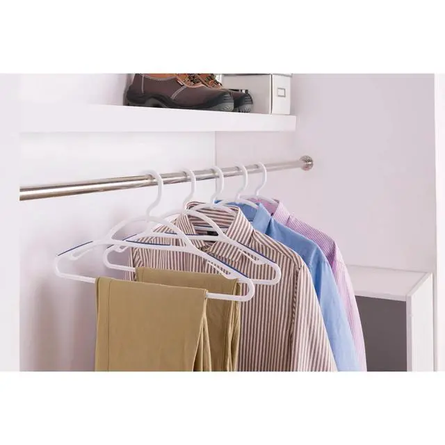 Alt view image 4 of 6 - Mainstays Non-Slip Plastic Swivel Neck Clothing Hangers, 5 Count, White & Blue, Adult
