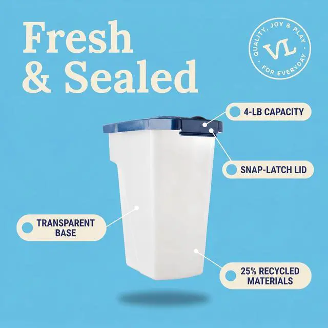 Alt view image 4 of 6 - Vibrant Life Pet Food Storage Container, Small, 4 lb Capacity