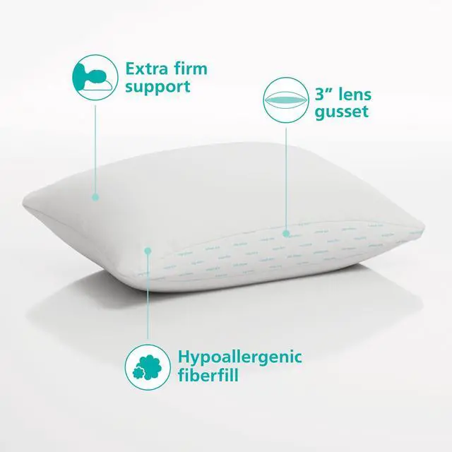 Alt view image 6 of 6 - Mainstays Back & Side Sleeper Bed Pillow, Standard/Queen, Extra Firm Support