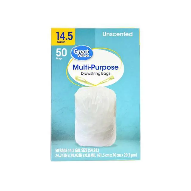 Alt view image 5 of 6 - Great Value Drawstring Trash Bags, 14.5 gal, Unscented, 50 Bags