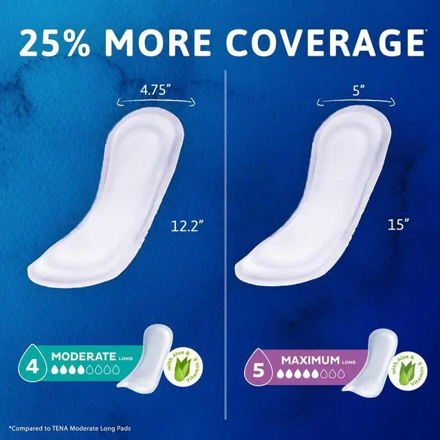 Alt view image 3 of 6 - Tena Intimates Moderate Regular Length Incontinence Pad, 20 Count