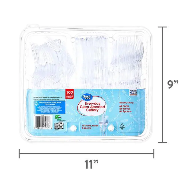 Alt view image 5 of 6 - Great Value Clear Plastic Assorted Cutlery, 192 Count
