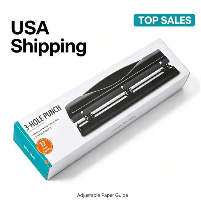 Main image of Pen+Gear 3-Hole Punch, 12 Sheet Capacity, Black