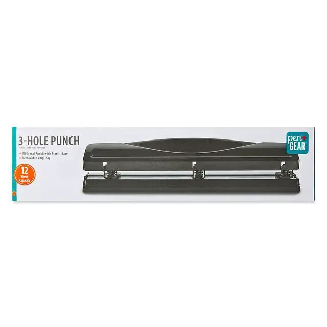Alt view image 4 of 5 - Pen+Gear 3-Hole Punch, 12 Sheet Capacity, Black