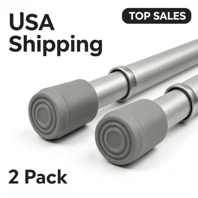 Main image of (2 pack) Mainstays 7/16" Adjustable Spring Tension Curtain Rod, 18-28", Chrome