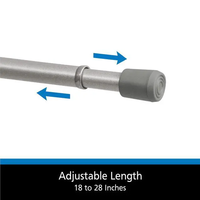 Alt view image 4 of 6 - (2 pack) Mainstays 7/16" Adjustable Spring Tension Curtain Rod, 18-28", Chrome