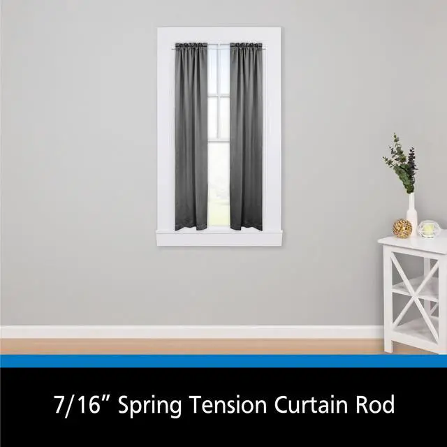 Alt view image 2 of 6 - (2 pack) Mainstays 7/16" Adjustable Spring Tension Curtain Rod, 18-28", Chrome