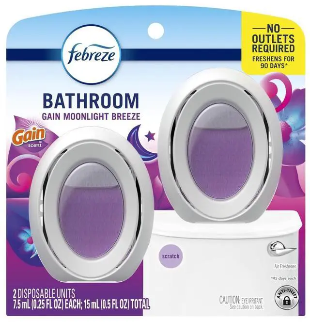 Main image of Febreze Bathroom Air Freshener, Gain Moonlight Breeze Scent, 2 Count, Odor-Fighting