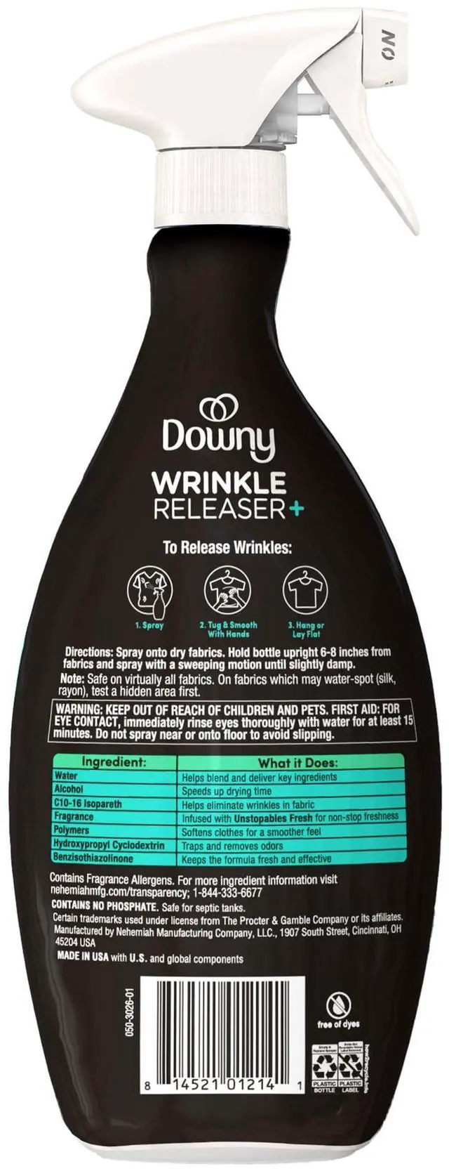 Alt view image 5 of 5 - Downy Wrinkle Releaser and Refresher Fabric Spray, Unstopables Fresh, 33.8 fl oz