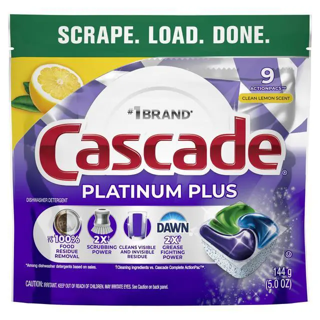 Alt view image 6 of 6 - Cascade Platinum Plus Dishwasher Pods, Dishwasher Detergent, Dish Detergent Soap, Lemon, 9 Count