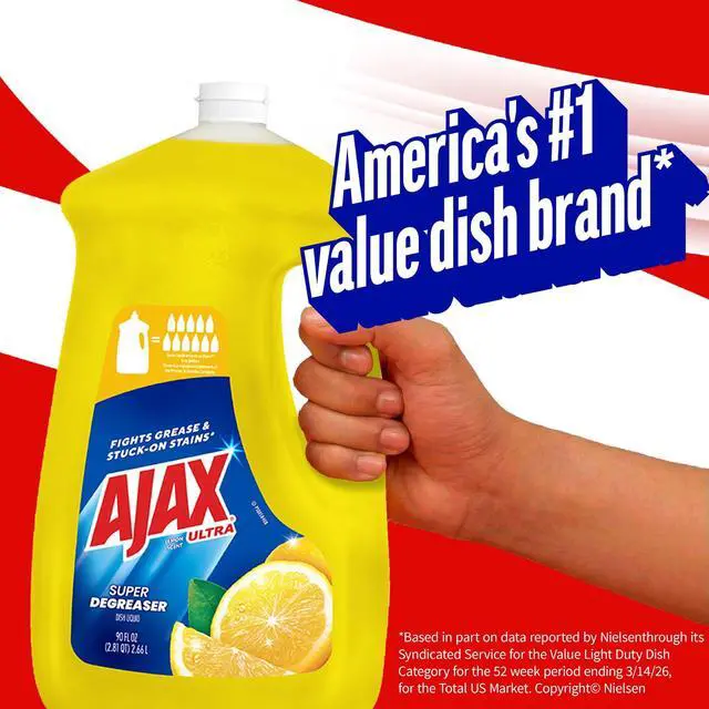 Main image of Ajax Ultra Liquid Dish Soap Lemon Scent, Super Degreaser, 90 fl oz Bottle