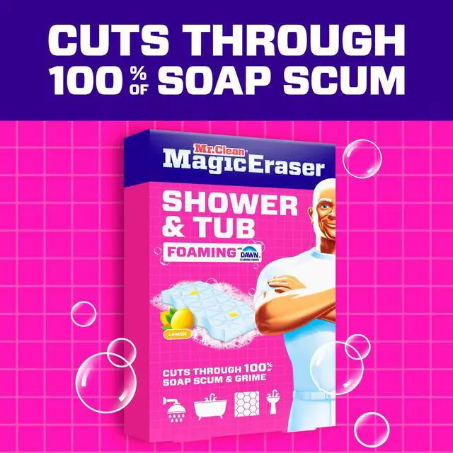 Alt view image 3 of 6 - Mr. Clean Magic Eraser Sponge, Shower & Tub Cleaner, Lemon, 3 Count