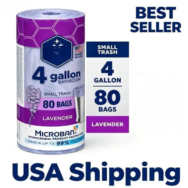 Main image of Color Scents 4 Gallon Bathroom Trash Bags Lavender Scent, Microban, Twist Tie, 80 Count