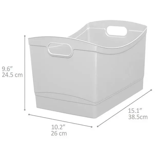 Alt view image 4 of 6 - Utility Storage Organizer Bin, Clear Plastic, Built-In Handles, 15 in x 10 in x 9.5 in