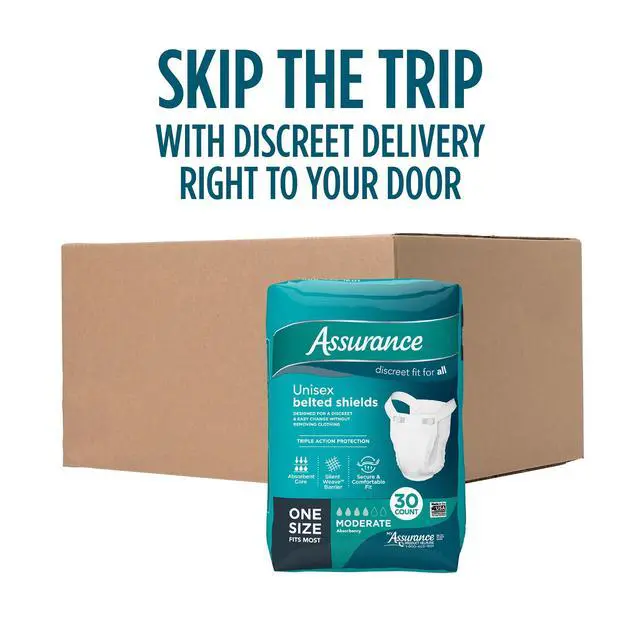 Alt view image 5 of 6 - Assurance Unisex Incontinence Belted Shields, Moderate Absorbency, One Size Fits Most, 30 Count