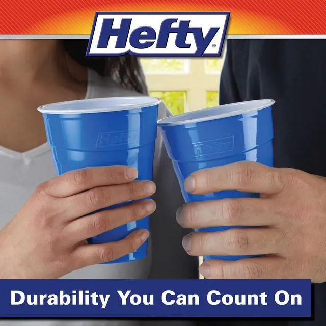Alt view image 3 of 6 - Hefty Party On Disposable Plastic Party Cups, Blue, 18 oz., 40 Count