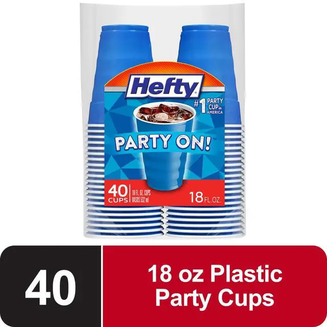 Alt view image 5 of 6 - Hefty Party On Disposable Plastic Party Cups, Blue, 18 oz., 40 Count