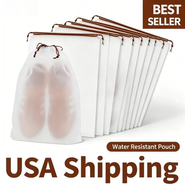 Main image of KLASIT Shoe Bags for Travel,15.7 x 11.8 inches,5pack | Large Waterproof Portable Drawstring Clear Shoe Bags,Travel Essentials for Men and Women