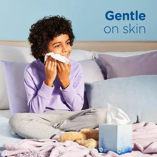 Alt view image 6 of 6 - Puffs Facial Tissues Ultra Soft, 4 Family Boxes, 124 Facial Tissues per Box, Allergies and Colds (Packaging May Vary)