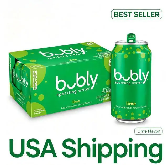 Main image of bubly Sparkling Water, Lime, 12 Fl Oz Cans (8 Pack)