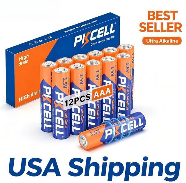 Main image of PKCELL AAA Batteries 12 Pack, LR03 Alkaline 1.5Volt Triple A Batteries | 1.5V High-Performance Alkaline Battery for Flashlights Keyboards Clocks Remote Controls, 10-Year Shelf Life