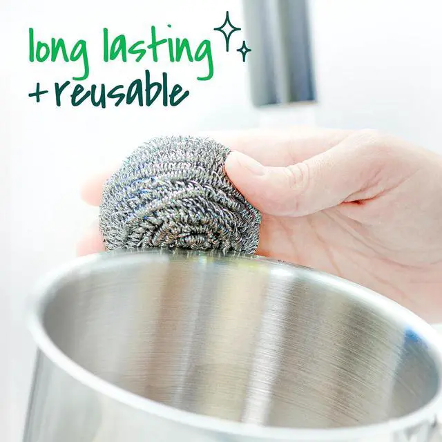 Alt view image 2 of 6 - Scotch-Brite Stainless Steel Scrubbers, 3 Pack | Scouring Pads for Cleaning Tough Baked-On Messes, Metal Scrubbers for Cleaning Dishes, 3 Scrub Pads